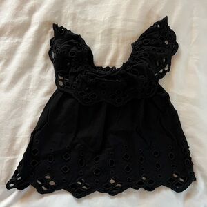 Zara Kids Chic Black Eyelet Blouse size 5Y